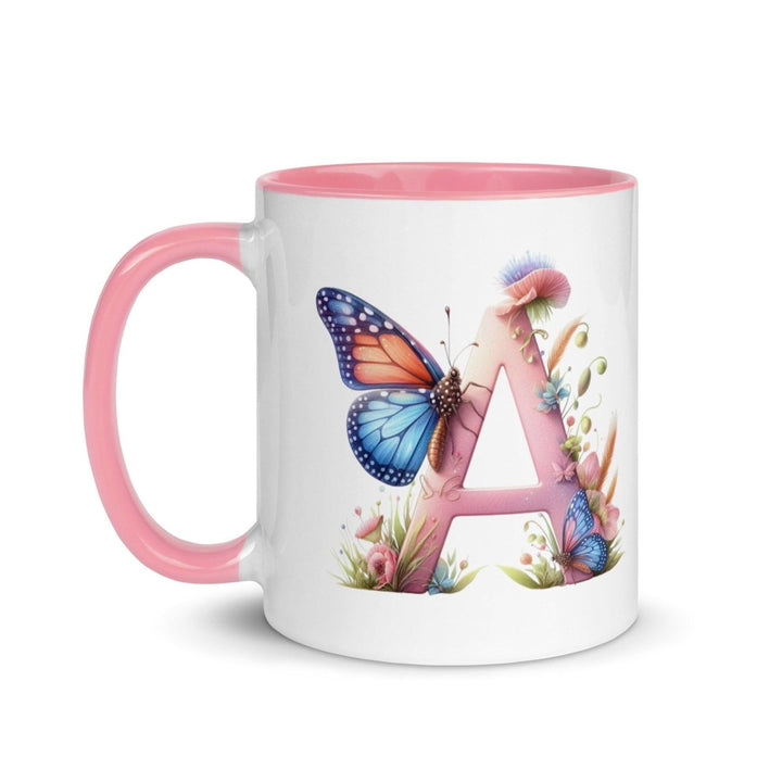 Letter A Colorful Print Mug - Pink - 11 oz - ArtyKoala