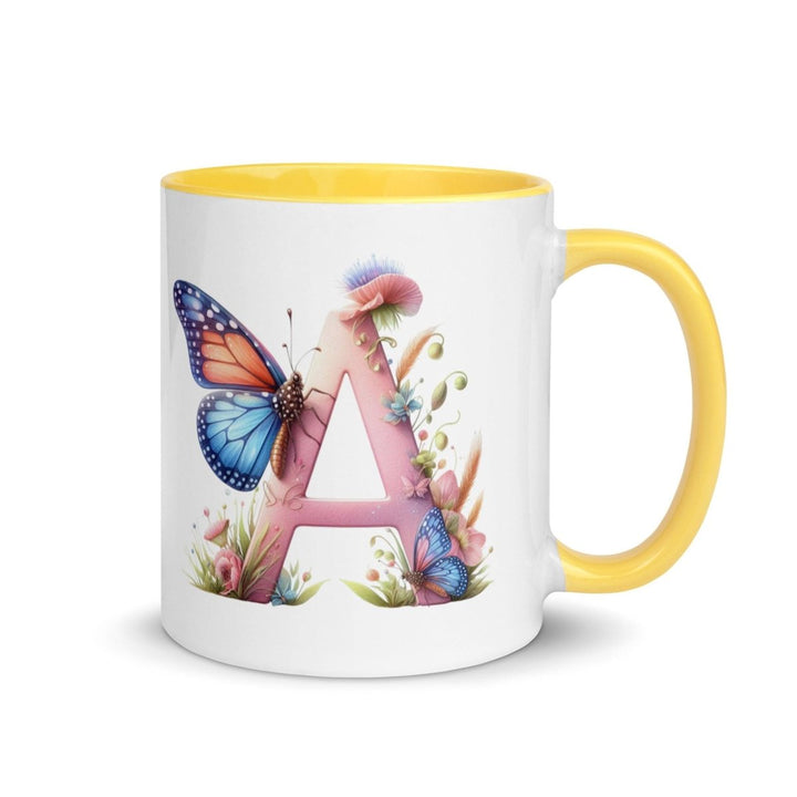 Letter A Colorful Print Mug - Yellow - 11 oz - ArtyKoala