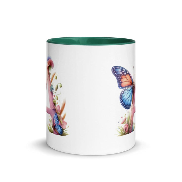Letter A Colorful Print Mug - Dark green - 11 oz - ArtyKoala