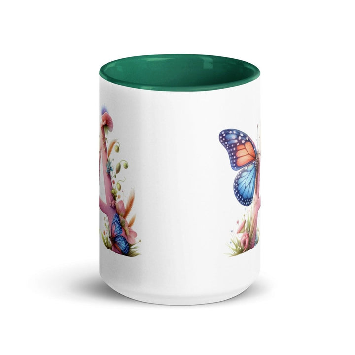 Letter A Colorful Print Mug - Dark green - 15 oz - ArtyKoala