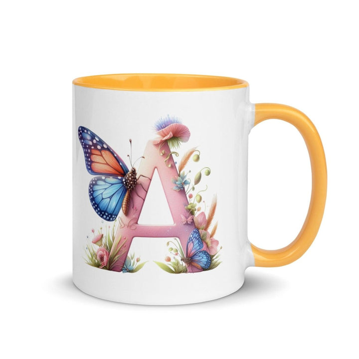Letter A Colorful Print Mug - Golden Yellow - 11 oz - ArtyKoala