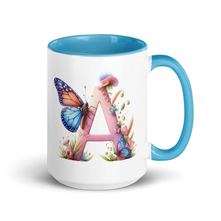 Letter A Colorful Print Mug - Blue - 15 oz - ArtyKoala