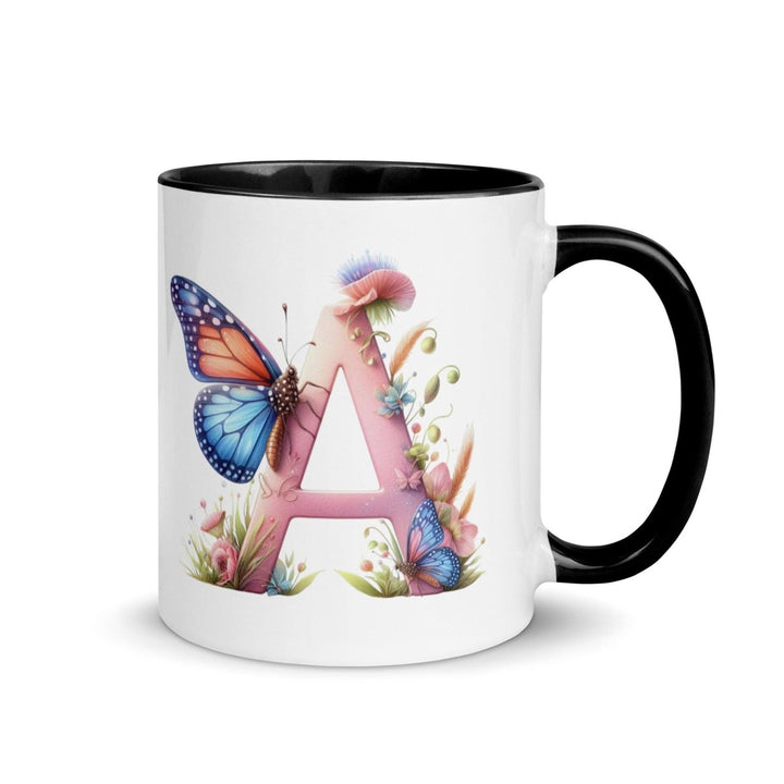 Letter A Colorful Print Mug - Black - 11 oz - ArtyKoala