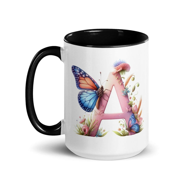 Letter A Colorful Print Mug - Black - 15 oz - ArtyKoala