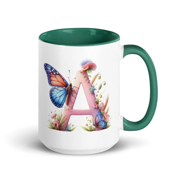 Letter A Colorful Print Mug - Dark green - 15 oz - ArtyKoala