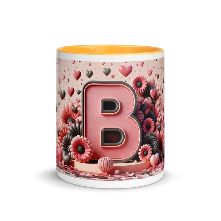 Letter B 3D Colorful Print Mug - Golden Yellow - 11 oz - ArtyKoala