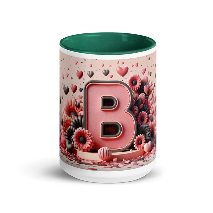 Letter B 3D Colorful Print Mug - Dark green - 15 oz - ArtyKoala