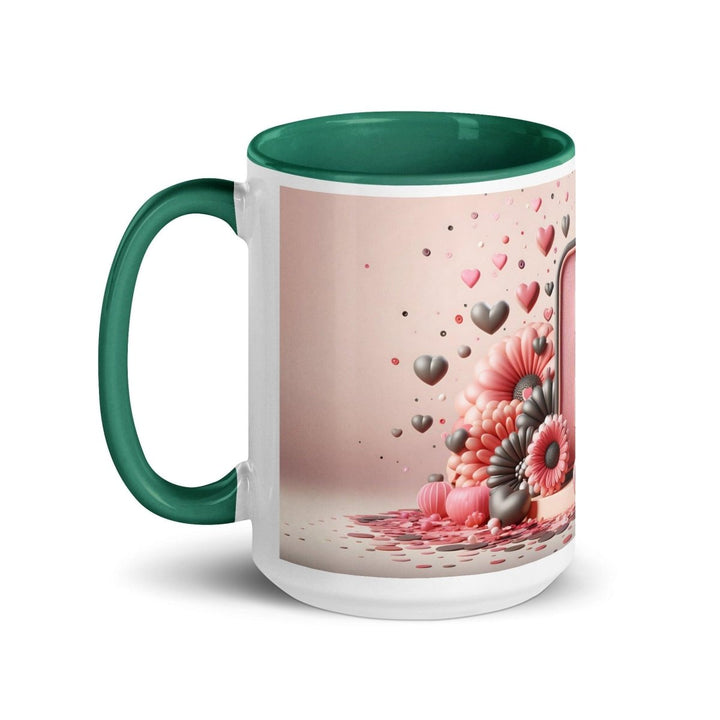 Letter B 3D Colorful Print Mug - Dark green - 15 oz - ArtyKoala