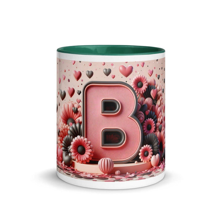 Letter B 3D Colorful Print Mug - Dark green - 11 oz - ArtyKoala