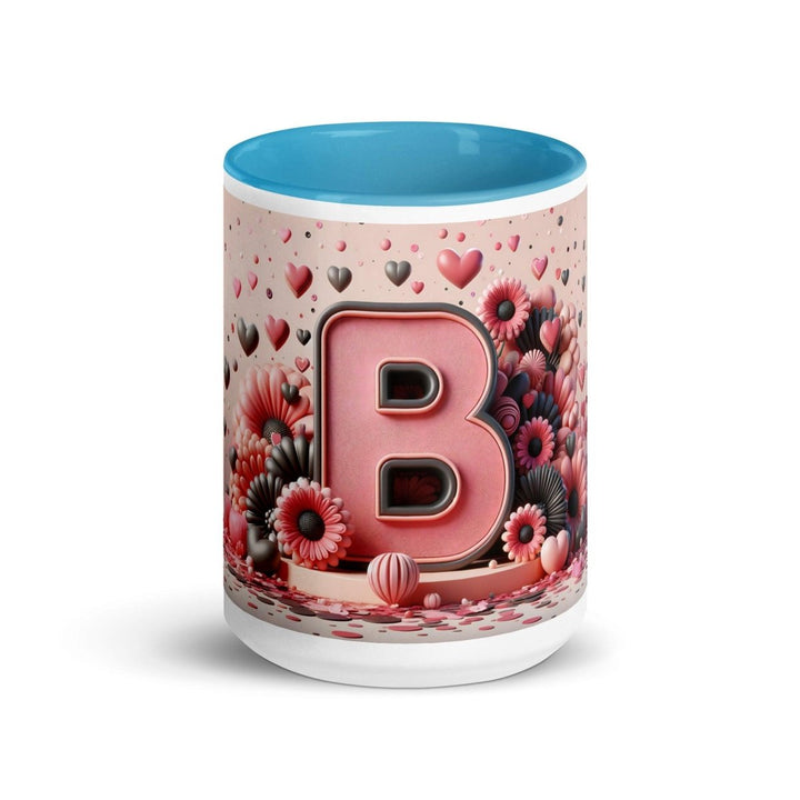 Letter B 3D Colorful Print Mug - Blue - 15 oz - ArtyKoala