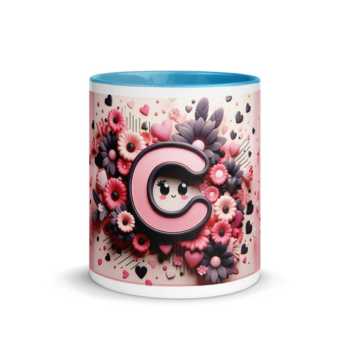 Letter C 3D Colorful Print Mug - Blue - 11 oz - ArtyKoala