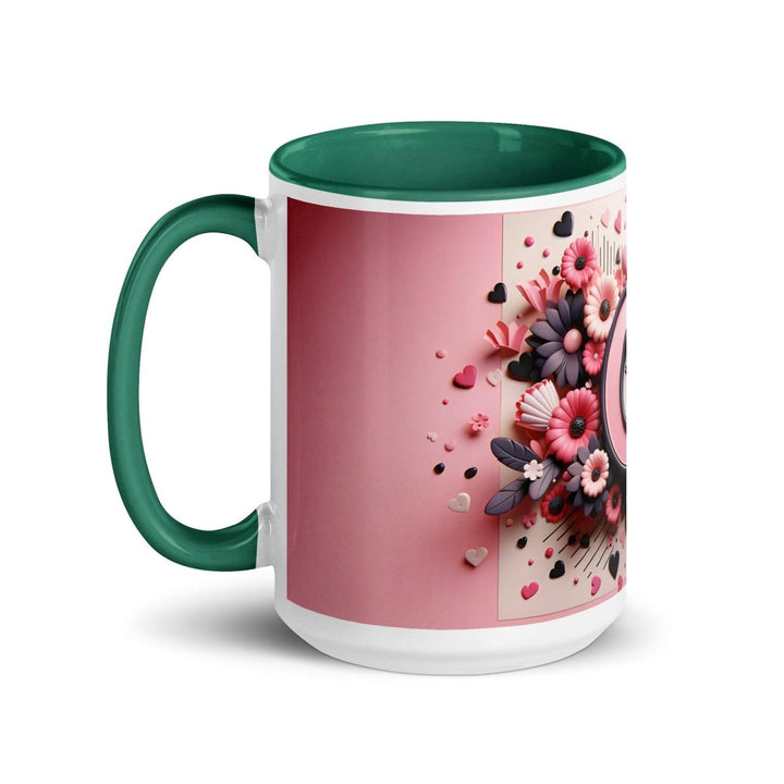 Letter C 3D Colorful Print Mug - Dark green - 15 oz - ArtyKoala