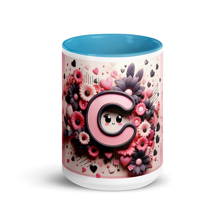 Letter C 3D Colorful Print Mug - Blue - 15 oz - ArtyKoala