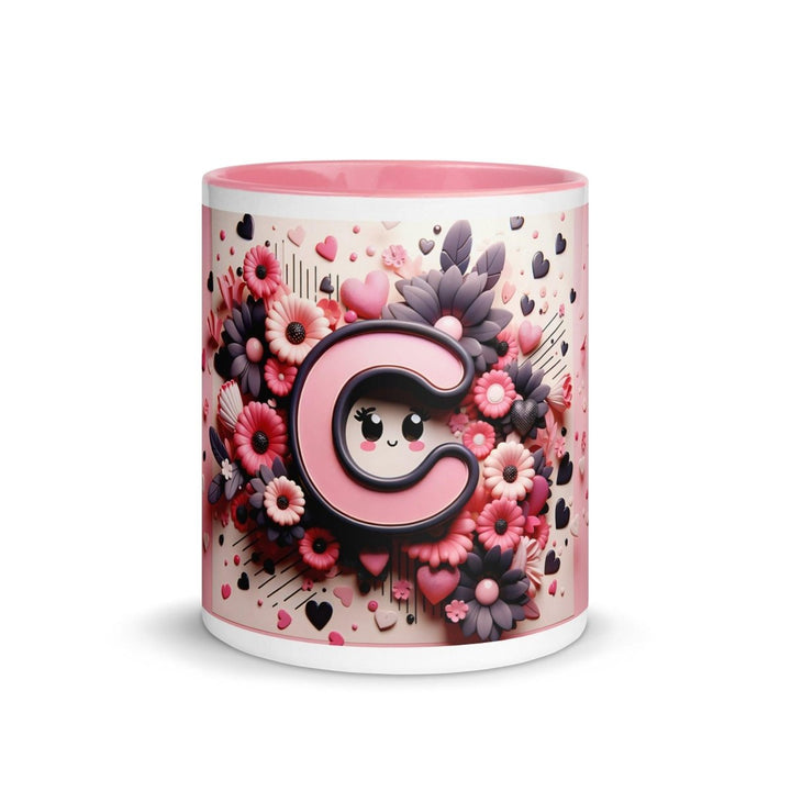 Letter C 3D Colorful Print Mug - Pink - 11 oz - ArtyKoala