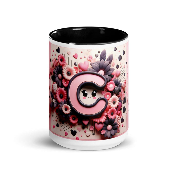 Letter C 3D Colorful Print Mug - Black - 15 oz - ArtyKoala