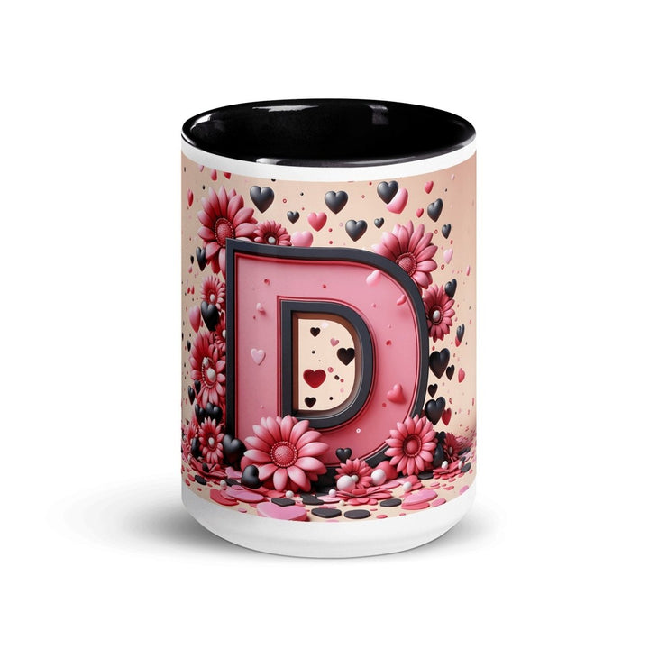 Letter D 3D Colorful Print Mug - Black - 15 oz - ArtyKoala