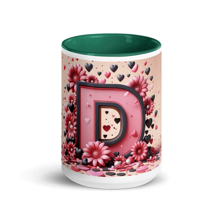 Letter D 3D Colorful Print Mug - Dark green - 15 oz - ArtyKoala
