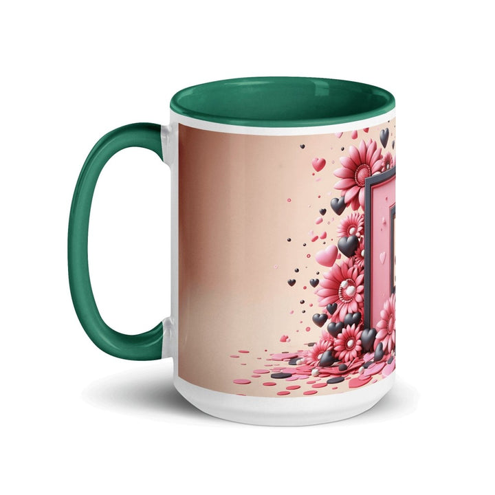 Letter D 3D Colorful Print Mug - Dark green - 15 oz - ArtyKoala
