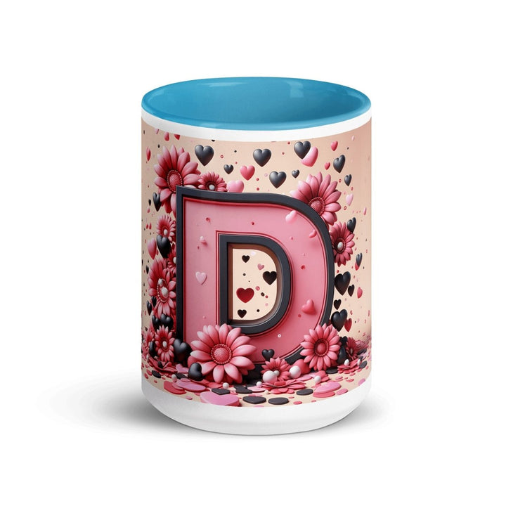 Letter D 3D Colorful Print Mug - Blue - 15 oz - ArtyKoala