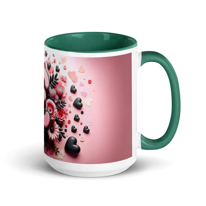 Letter E 3D Colorful Print Mug - Dark green - 15 oz - ArtyKoala