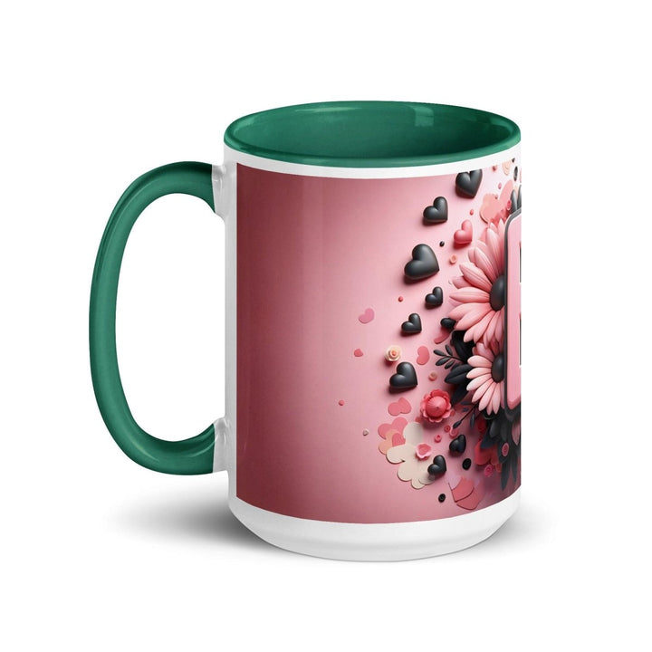 Letter E 3D Colorful Print Mug - Dark green - 15 oz - ArtyKoala