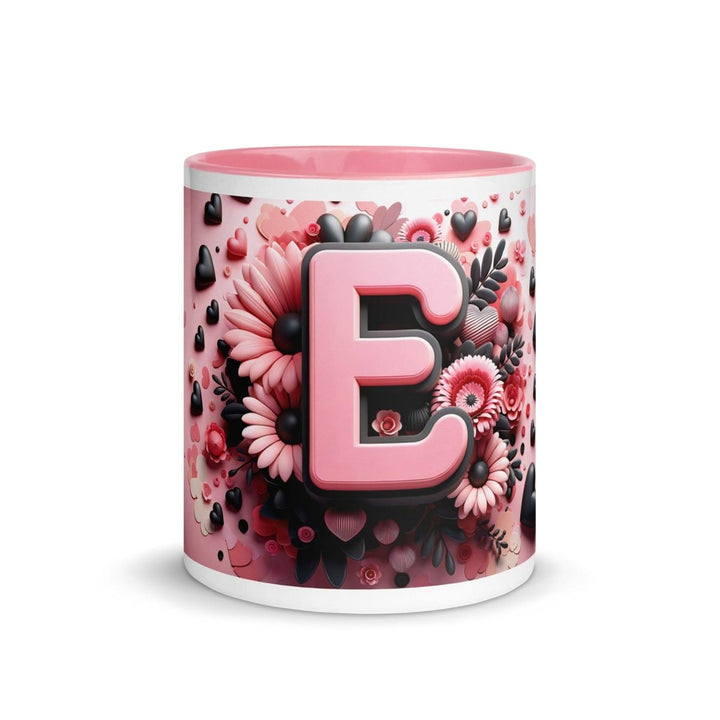 Letter E 3D Colorful Print Mug - Pink - 11 oz - ArtyKoala