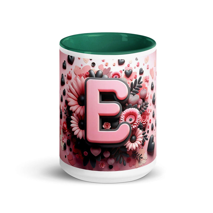 Letter E 3D Mug Yellow Color Inside - ArtyKoala