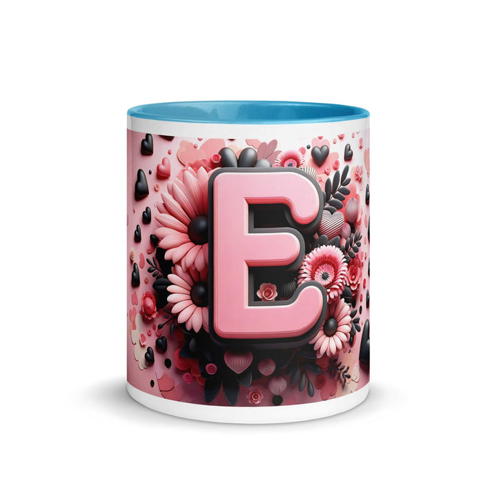 Letter E 3D Mug Yellow Color Inside - ArtyKoala