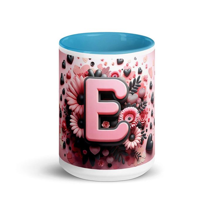 Letter E 3D Mug Yellow Color Inside - ArtyKoala