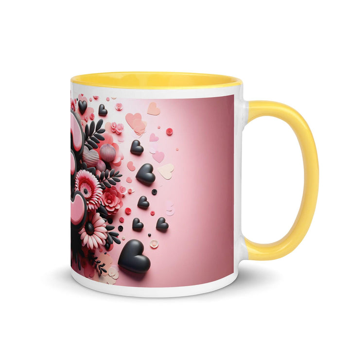 Letter E 3D Mug Yellow Color Inside - Yellow / 11 oz - ArtyKoala