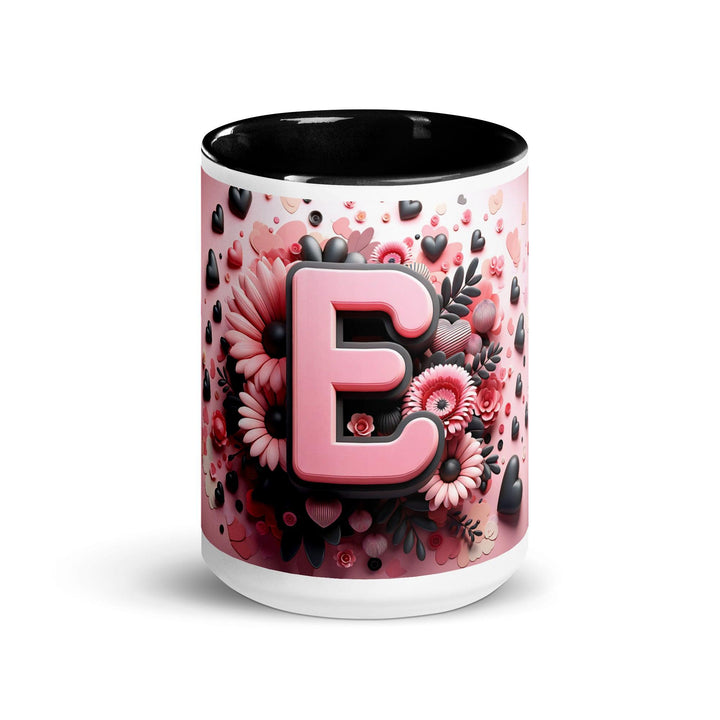 Letter E 3D Mug Yellow Color Inside - ArtyKoala