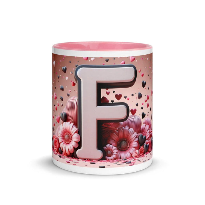 Letter F 3D Colorful Print Mug - Pink - 11 oz - ArtyKoala