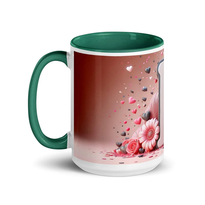Letter F 3D Colorful Print Mug - Dark green - 15 oz - ArtyKoala
