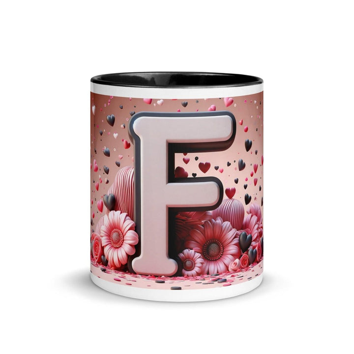 Letter F 3D Colorful Print Mug - Black - 11 oz - ArtyKoala