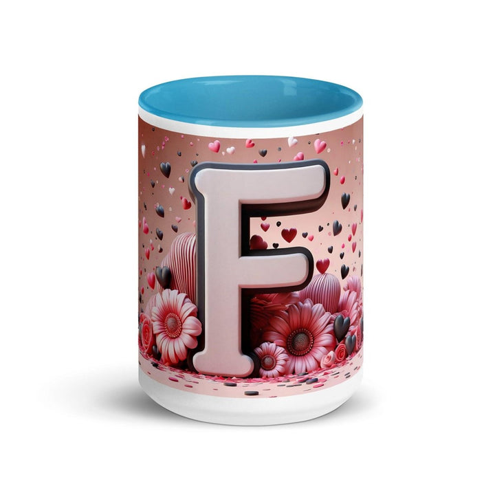Letter F 3D Colorful Print Mug - Blue - 15 oz - ArtyKoala