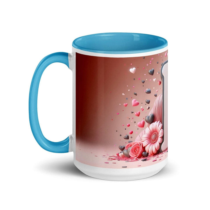 Letter F 3D Colorful Print Mug - Blue - 15 oz - ArtyKoala