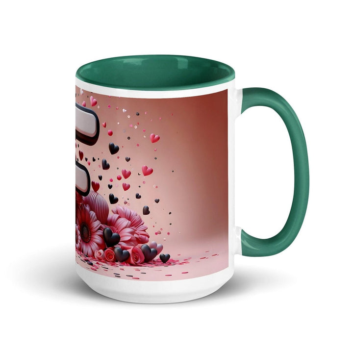 Letter F 3D Colorful Print Mug - Dark green - 15 oz - ArtyKoala