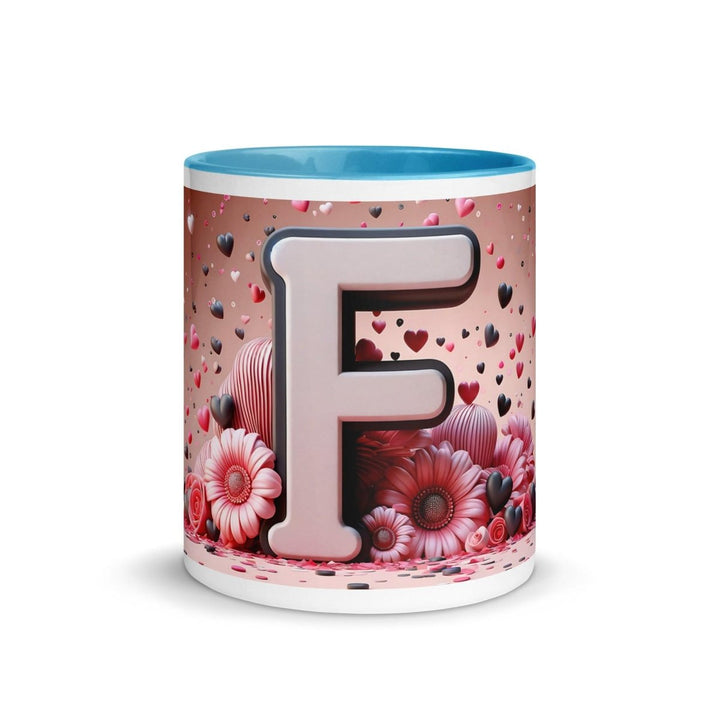 Letter F 3D Colorful Print Mug - Blue - 11 oz - ArtyKoala