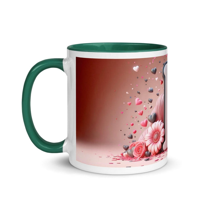 Letter F 3D Colorful Print Mug - Dark green - 11 oz - ArtyKoala