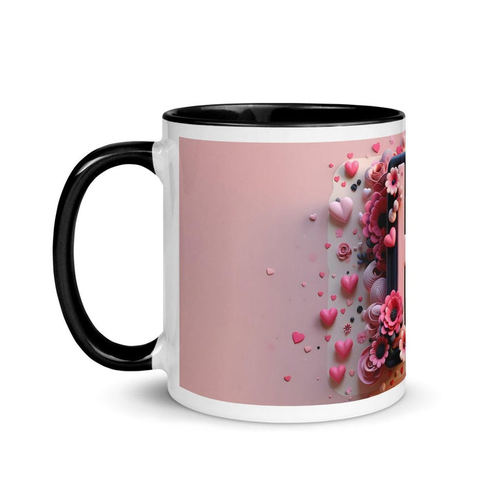 Letter H Colorful Print Mug - Black - 11 oz - ArtyKoala