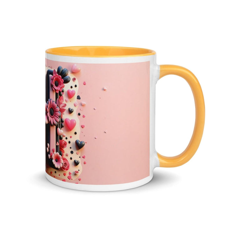 Letter H Colorful Print Mug - Golden Yellow - 11 oz - ArtyKoala