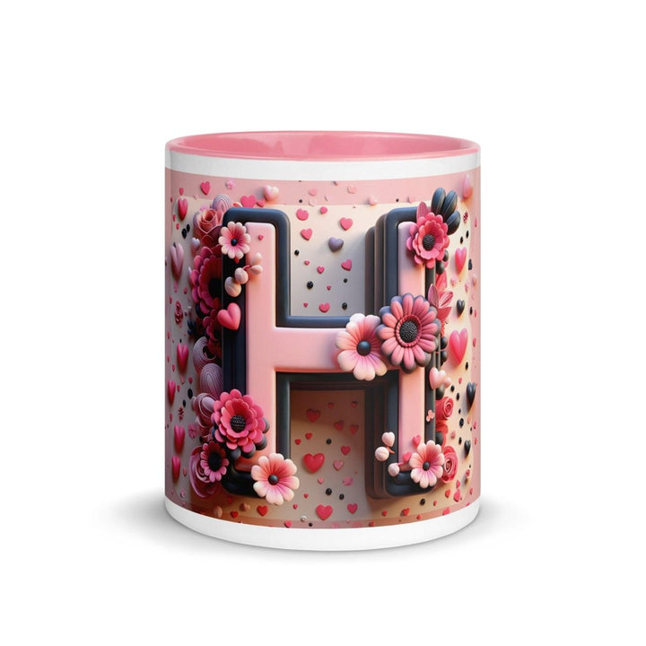 Letter H Colorful Print Mug - Pink - 11 oz - ArtyKoala