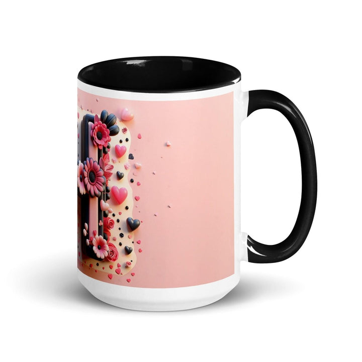 Letter H Colorful Print Mug - Black - 15 oz - ArtyKoala