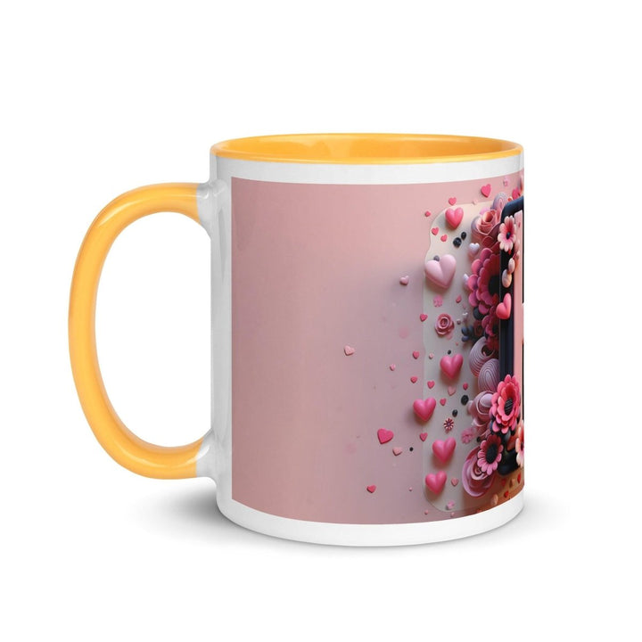 Letter H Colorful Print Mug - Golden Yellow - 11 oz - ArtyKoala