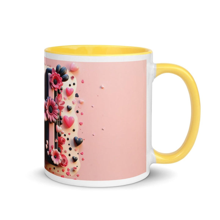 Letter H Colorful Print Mug - Yellow - 11 oz - ArtyKoala