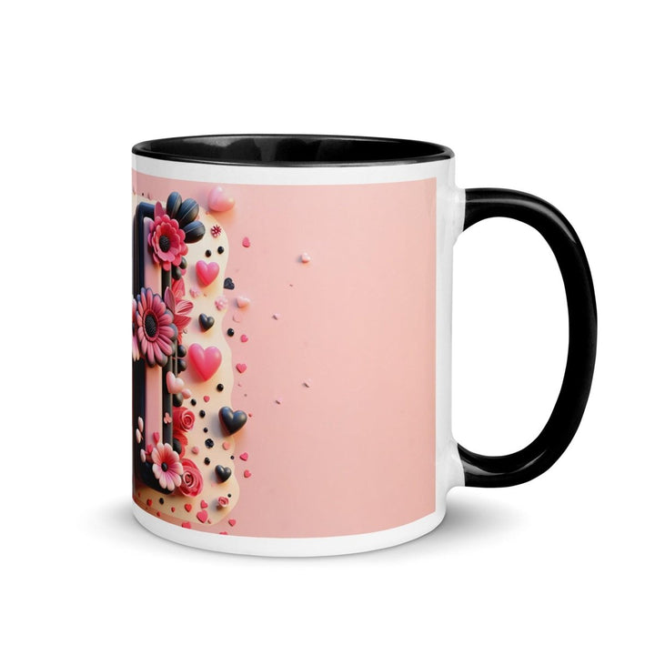 Letter H Colorful Print Mug - Black - 11 oz - ArtyKoala