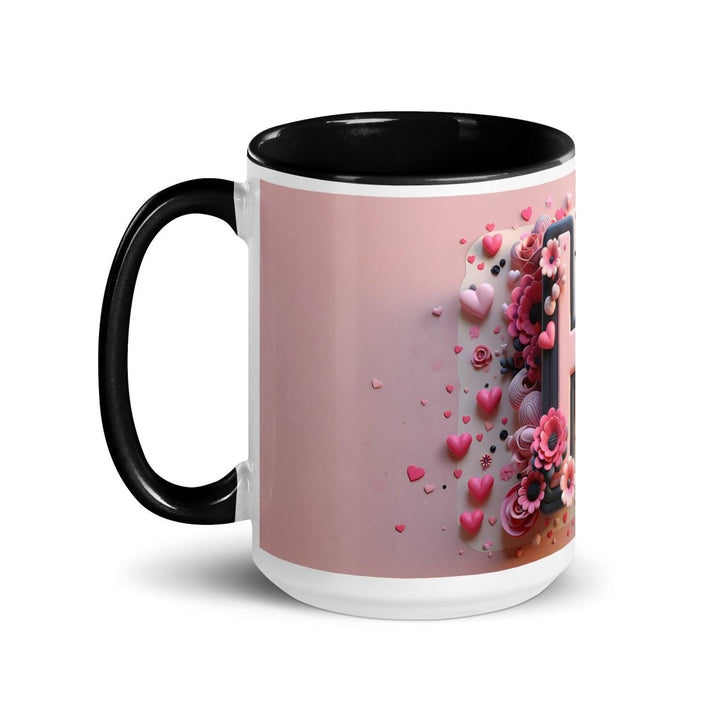 Letter H Colorful Print Mug - Black - 15 oz - ArtyKoala