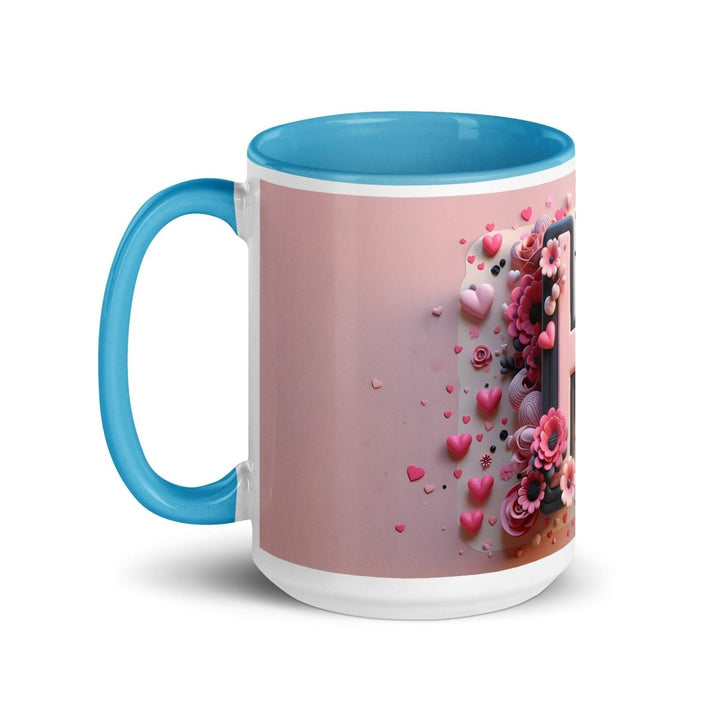 Letter H Colorful Print Mug - Blue - 15 oz - ArtyKoala