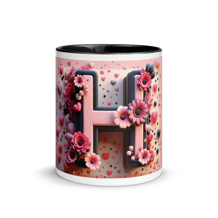 Letter H Colorful Print Mug - Black - 11 oz - ArtyKoala