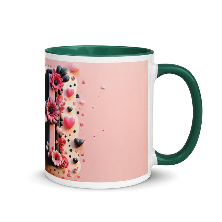 Letter H Colorful Print Mug - Dark green - 11 oz - ArtyKoala